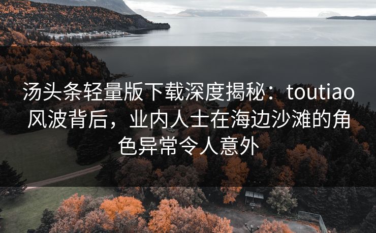 汤头条轻量版下载深度揭秘：toutiao风波背后，业内人士在海边沙滩的角色异常令人意外