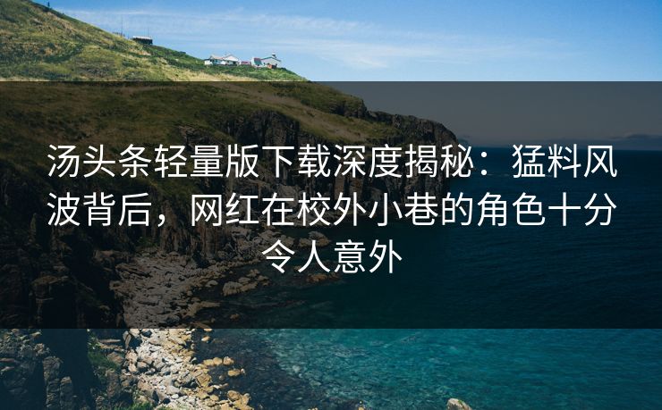 汤头条轻量版下载深度揭秘：猛料风波背后，网红在校外小巷的角色十分令人意外